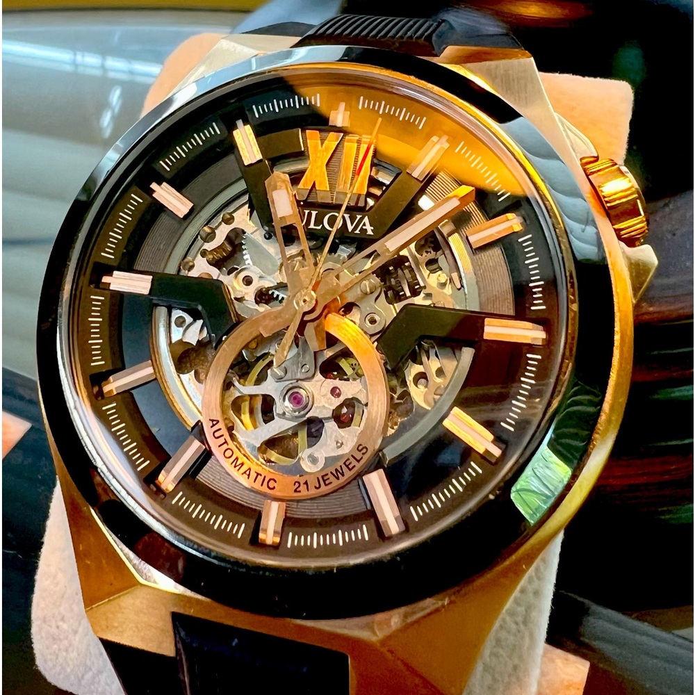 Rose Gold Bulova Skeletal 42mm Automatic Watch